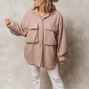Teddy Shacket Jacket - Blush Pink